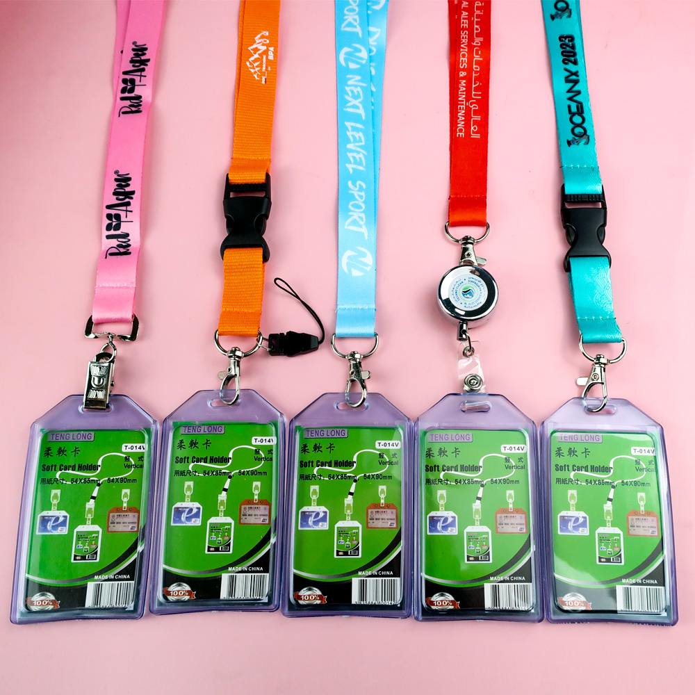 customized logo badge lanyards no minimum order custom promotional printed reel id card holder keychain neck Lanyard