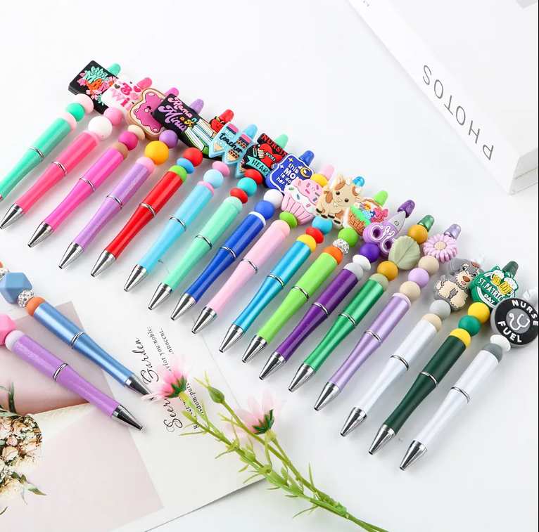 Popular Custom Plastic Ballpoint Pen Gift for Kids Personalized Ball Pens Signature Plastic Beaded Pens