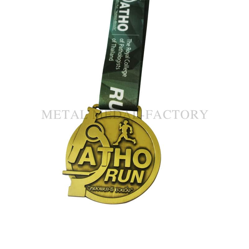 Custom fashionable running gold medal with ribbon