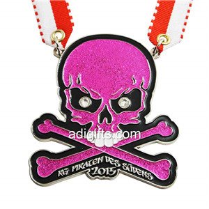 Custom shinny glitter skull diamond carnival medal