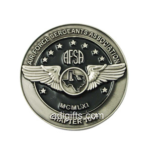 Custom wing antique sliver challenge coin