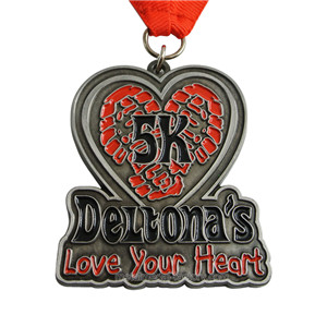 Custom cheap running 5K heart shape sport medals