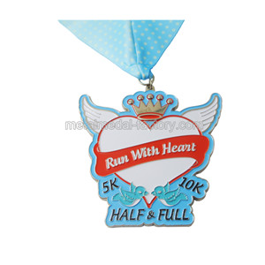 Run with Heart Custom Marathon Sport Medal For 5K & 10K