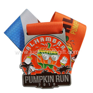 Custom Made Metal Sport Pumpink Running Halloween Medals