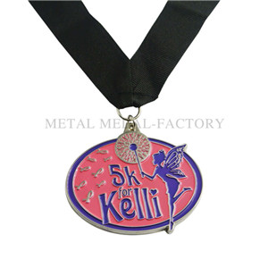 Custom Metal Spinner Glitter Dance Medals With Ribbon