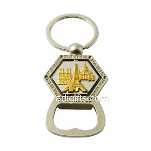 Custom double plating bottle opener rotating keychain