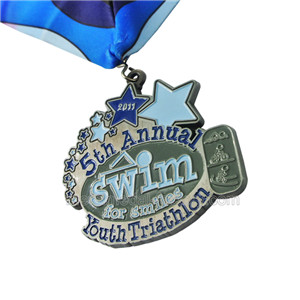 Custom Metal Enamel Swimming Medals For Youth