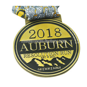 2018 custom 5K | 10K | 10MI soft emamel race medal with ribbon