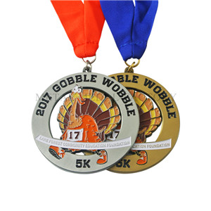 Custom soft enamel cut out metal 5K sports medals