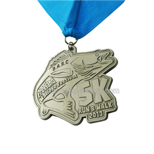 Antique Nickel Medal | 5K Run & Walk Medal Without Enamel