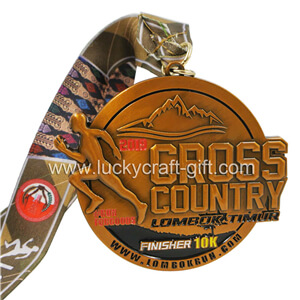 Custom Metal 3D Cross Country Finisher Medals With Ribbon